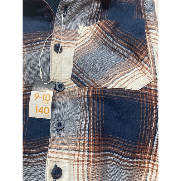 Primark Boys Flannel Hoodie Shacket Fleece Lined Size 9 10 NWT - Picture 8 of 12